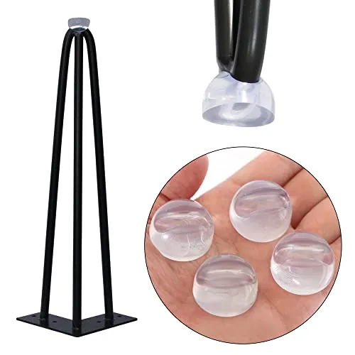 Melko Tischbeinschoner Fußbodenschoner Bodenschutz 4er Set für Hairpin Legs 12mm Schwarz oder Transparent Silikon Rund Haarnadelbeine Tischbeine Esstisch Stuhlbeinkappen… (Transparent)