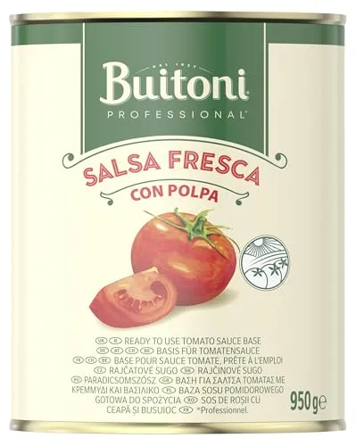 BUITONI Salsa Fresca Con Polpa, Fertige Tomatensauce, frisches, rundes und saftiges Tomatenmark, 1er Pack (950g Dose)