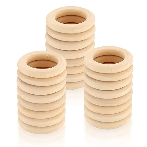 Stück Holzringe zum Basteln, Natürliche Holz Ringe, Makramee Ringe für DIY Schmuck Makramee Armband Anhänger Hängende Dekoration Ringe - 70mm 24
