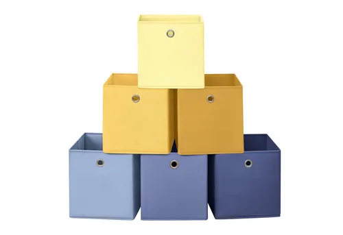 SONGMICS Aufbewahrungsbox Set, 6er Faltboxen für Ordnung - Bunt - Praktisches 6er Set Faltboxen, geruchsneutral und formstabil. Ideal für IKEA Würfelregale, bringen Farbe und Ordnung in jeden Raum. Perfekt zum Verstauen von Kleidung, Büchern und mehr.