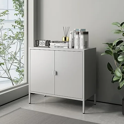 [en.casa] Aktenschrank Hailuoto - Vielseitiger Büroschrank aus Stahl - Vertikale Büro-Aktenschränke mit höhenverstellbarer Ablage für individuelle Anpassung und diskrete Aufbewahrung von Dokumenten und Büromaterialien.