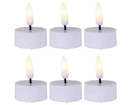 matches21 HOME & HOBBY LED-Kerze Kleine LED Teelichter 6er Set elektrische Teelicht-Kerzen Ø 3,5x1 cm (6-tlg), Flackernd mit beweglicher Flamme und Timer für Adventskranz