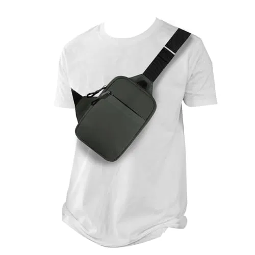 Schultertasche Heren/Damen, Mini Sling Chest Crossbody Brusttasche, Wasserdicht Umhängetasche Crossbag für Reise, Wandern, Radfahren, Laufen, Läufer, Workout