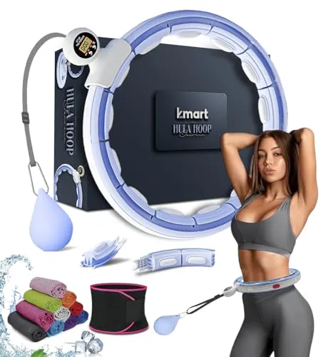 K-MART Smart Weighted Hula Ring Hoops - 28 Abnehmbarer Fitnessring mit Massage - Fitnessreifen mit 360° Auto-Spinning Ball für effektives Taillentraining und Fettverbrennung. Ideal für Anfänger und Experten, leicht anpassbar für jeden Taillenumfang.