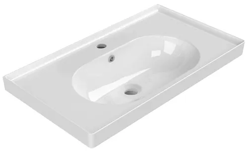 BRAND Keramik-Waschtisch 80x45cm in Weiß - Elegantes Keramik-Waschbecken mit 1 Armaturloch und Überlauf. Ideal für moderne Badezimmer, bietet es eine hochwertige Verarbeitung und zeitloses Design.