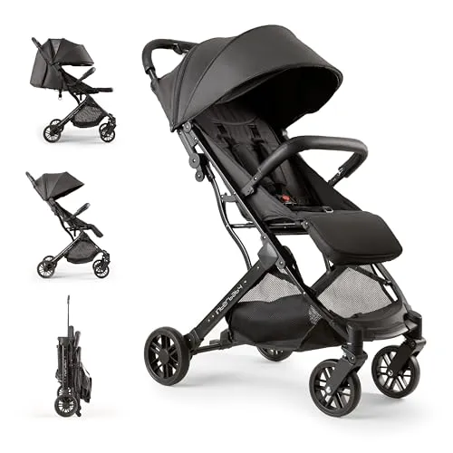 Interbaby Reisebuggy klein bis 22 kg Handgepäck, Liegefunktion (Schwarz)