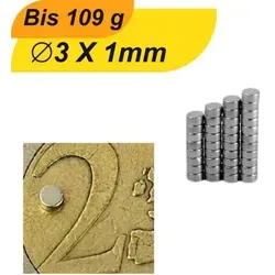 Stück Neodym Magnet 3mm x 1mm Supermagnete hohe Haftkraft Scheibenmagnet 200