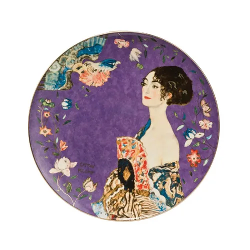 Goebel Gustav Klimt - Dame mit Fächer - Wandteller - Eleganter Wandteller mit dem berühmten Motiv von Gustav Klimt, ideal für stilvolle Dekoration und Kunstliebhaber.