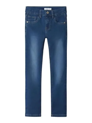 NAME IT Nkmtheo Dnmthayer Cor1 Swe Pant Noos - Mädchenhose in Blue Denim - Hosen für Mädchen mit verstellbarem Bund, aus weichem Sweatdenim und praktischem Kordelzug für optimalen Tragekomfort.