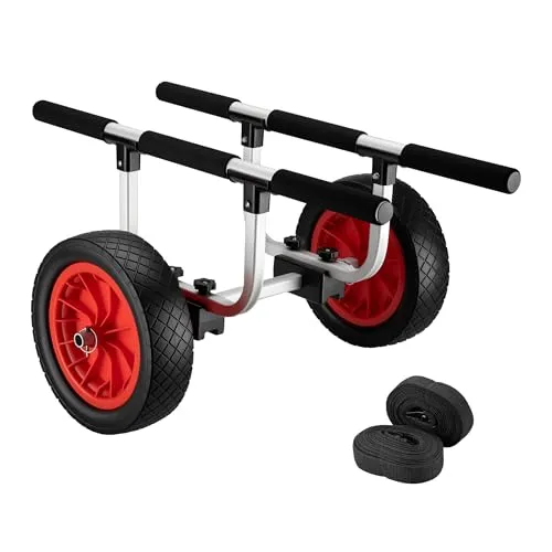 Wiltec Verstellbarer Alu Kanuwagen bis 90 kg in rot von Wiltec