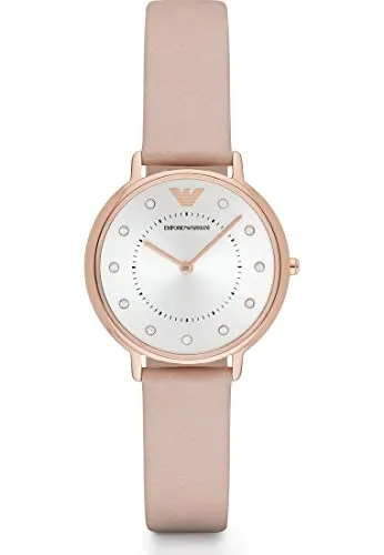 Emporio Armani AR2510 Damen Uhr - Elegante Armbanduhr für Damen mit 32 mm Rose Gold Edelstahlgehäuse und hochwertigem Lederarmband, wasserfest bis 30 m – ideal für stilbewusste Frauen.