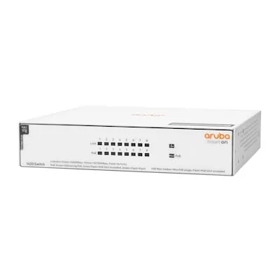 HPE Aruba Instant On 1430 PoE Switch R8R46A: 8-Port Netzwerk-Switch mit Power over Ethernet - Router, Netzwerk Switch – Ideal für kleine bis mittelgroße Unternehmen, bietet PoE für einfache Installation und flexible Netzwerklösungen.