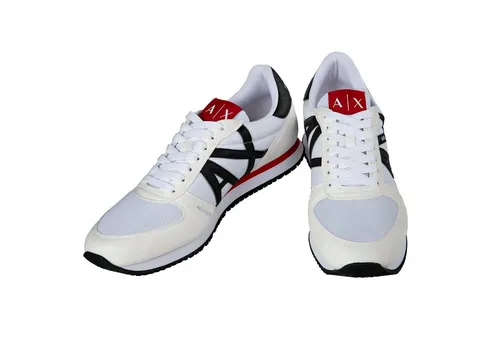 AX ARMANI EXCHANGE Herren Sneaker Low - Retro Schnür-Schuh in Weiß, EU 45 - Sneaker für Herren im angesagten Retro-Style, kombiniert Komfort und Stil mit hochwertiger Verarbeitung und bequemer Gummi-Sohle. Ideal für den Alltag!