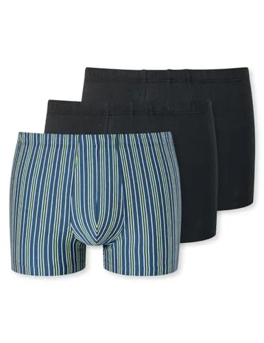 Schiesser Herren Boxershorts 95/5 Organic Cotton - 3er Pack, blau/schwarz - Laufunterwäsche aus 95% Bio-Baumwolle für höchsten Tragekomfort und perfekte Passform. Im praktischen Multipack mit 2x schwarz und 1x blau gestreift, ideal für den täglichen Gebrauch.
