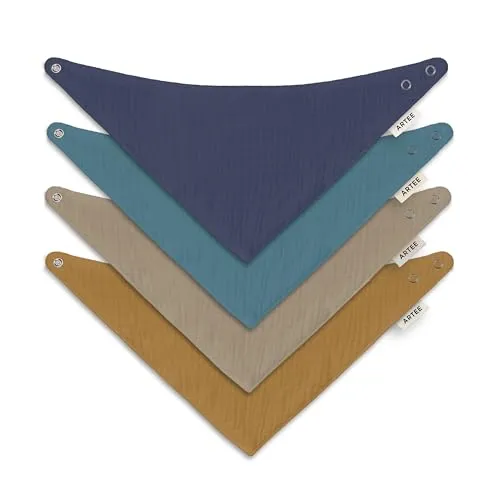 ARTEE Baby und Kleinkinder Halstuch, Sabberlatz aus 100% Musselin Baumwolle jeweils in Größe S oder Größe M, 4 oder 10 Stück Set (4, Set River, S)