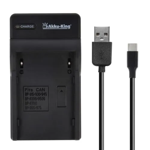USB-Akku-Ladegerät kompatibel mit Canon BP-911, BP-914, BP-924, BP-950G, BP-970G