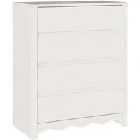 vidaXL Kommode DRAMMEN Weiß 76,5x40x91 cm - Stilvolle Kommode aus massivem Kiefernholz, ideal für Schlafzimmer oder Wohnzimmer, bietet mit vier geräumigen Schubladen praktischen Stauraum und eine elegante Aufbewahrungslösung.