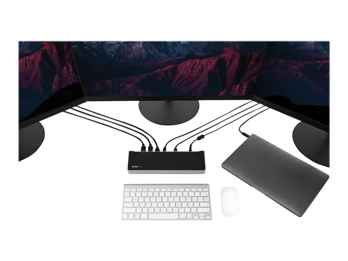 StarTech.com USB-C Dockingstation für bis zu Drei 4K Monitore - Weiteres Notebook-Zubehör mit 4K-Unterstützung und vielseitigen Anschlüssen für optimale Arbeitsstationen auf Windows & Mac.