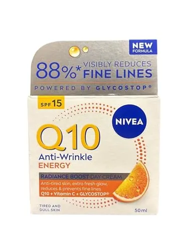 NIVEA Q10 Energy Tagespflege FPS15 (1 x 50 ml), Anti-Falten Creme angereichert mit reinem Q10 & Vitamin C, Anti-Aging-Creme für einen strahlenden Teint, energetisierende Gesichtscreme für stumpfe und