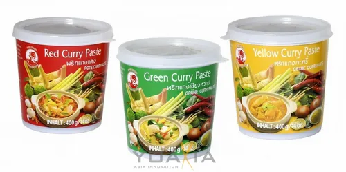 [ 3x 400g ] COCK Currypaste je 1x 400g Rote, Gelbe, Grüne Paste