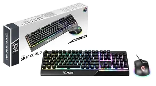 MSI Vigor GK30 Combo Gaming-Set, Schwarz - Maus-Tastatur-Sets für Gamer, mit RGB-Hintergrundbeleuchtung und ergonomischem Design für stundenlangen Komfort