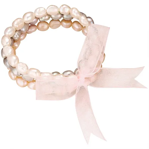 Valero Pearls Damen Armband 3er Set mit barock Süßwasser-Zuchtperlen - Armbänder für Damen: Elegantes 3er Set aus barocken Süßwasser-Zuchtperlen, das jedem Outfit einen modernen Touch verleiht und sich flexibel an jedes Handgelenk anpasst.