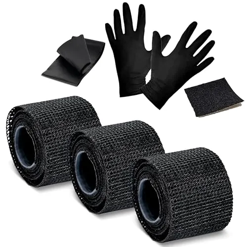 POPPSTAR Reparaturband 1m x 2,5cm, Glasfaserband mit Polyurethanschicht- stärker als Klebeband, 3 Rollen