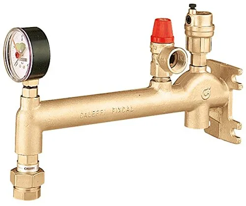 Caleffi Anschluss-Kombination FIXCAL 3/4 Zoll IG - Dunstabzugshauben-Zubehör, hochwertige Anschlussgruppe aus Messing mit Schnellkupplung, ideal für geschlossene Heizungsanlagen und sorgt für effiziente Funktionalität.