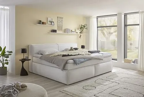 Boxspringbett Sandon Familienbett 240x200 in Silber – Duo-Wendematratze H3/H4 mit 7-Zonen-Tonnentaschenfederkern, 6 cm Topper & komfortable Liegehöhe 70 cm