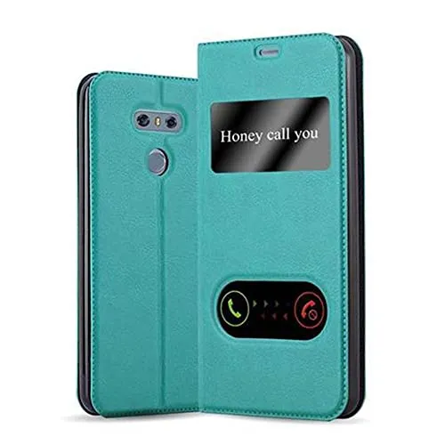 Cadorabo Hülle kompatibel mit LG G6 in Mint TÜRKIS - Schutzhülle mit Magnetverschluss, Standfunktion und 2 Sichtfenstern