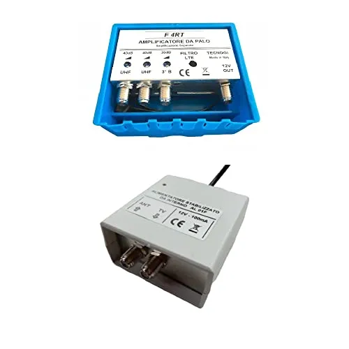 Vsnetwork TV Antennenverstärker Kit 40dB + Netzteil 12V 100mA Filter Lte/5G einstellbar