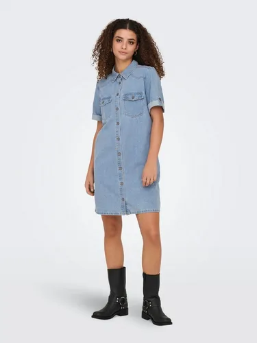 ONLY Onllisa S/S DNM Kleid Gua Noos - Stylisches, kurzes Kleid für Jugendliche mit Hemdkragen und Knopfleiste. Ideal für einen lässigen Look im Alltag.