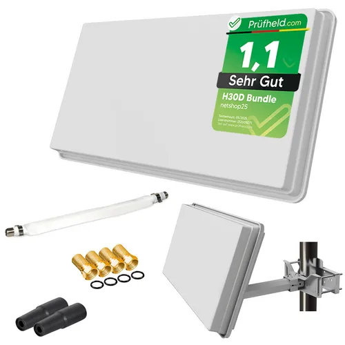 Sat Flachantenne H30D1+ mit Fensterhalterung Digital Single Sat Anlage 1 TV