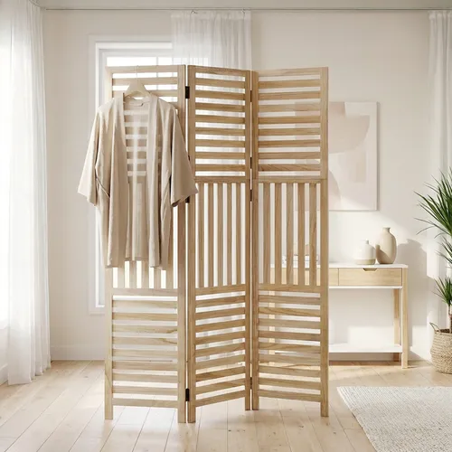 Homestyle4u Paravent Beige aus Holz, 120x170 cm
