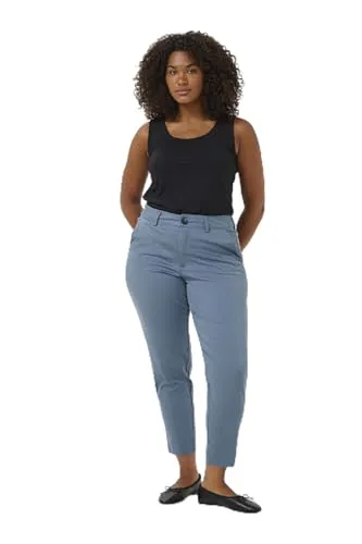 KAFFE CURVE Casual Hose KCleana Damen Hose Slim Fit Große Größen Casual Chino Stoffhose 46, Bering Sea