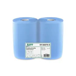 Hypafol Papierhandtuch SET - 2 x blaue Industrierolle 36 cm x 37 cm - Sonstige Badaccessoires, hochwertige Zellstoffrollen mit je 500 Blatt für optimale Hygiene und Praktikabilität in gewerblichen Bereichen.