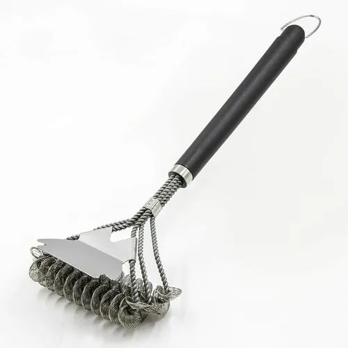 Grillbürste Drahtborsten mit Schaber 3 Fach Reinigungsbürste 45 cm