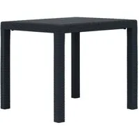 Furnicato Gartentisch Anthrazit 79x79x72 cm Kunststoff Rattan-Optik - Langlebiger Gartentisch in Rattan-Optik, ideal für draußen. Witterungsbeständig und pflegeleicht – perfekt für Garten, Terrasse oder Camping. Maße: 79 x 79 x 72 cm.