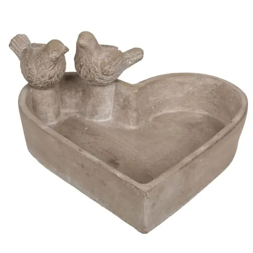 Out of the blue Outdoor Deko/Vogelbad Herzform aus Zement/Maße: 20 x 20 x 10 cm