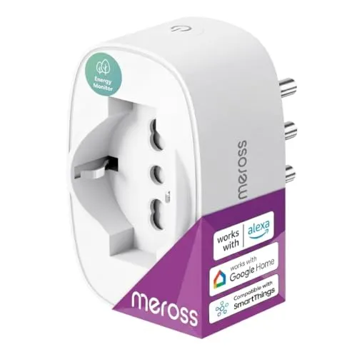 Meross WLAN-Steckdose mit Strommessung, 16A, Zeitschaltuhr, 1 St. | Sprach- und Fernsteuerung, kompatibel mit Alexa & Google Home, für Balkonkraftwerke