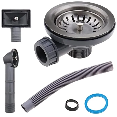 The Lord of the Tools Set mit 3 Spülbecken-Abflusssieb aus Metall, mit quadratischen und runden Überlaufdeckel, Küchenspüle, Zubehör für 4,6 cm Spülbecken, 3 Stück