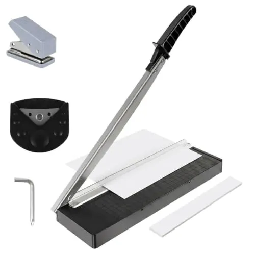 Papierschneider A4/B5/A5/B6/B7 Manuelle Hebelschneider Dunkelgrau | Schneidemaschine Papier für bis zu 4-6 Blätter, Präzise Schneidemaschine für Papier, Fotos, Karton und Karten