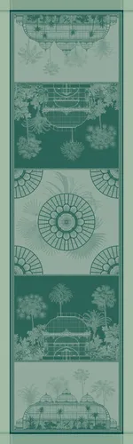 Garnier Thiebaut Tischläufer Serres Royales Vert Empire 55 x 180 cm - Eleganter Tischläufer aus 100% Baumwolle in mehrfarbiger mediterraner Optik. Ideal für jeden Anlass und bringt Farbe in Ihr Zuhause.