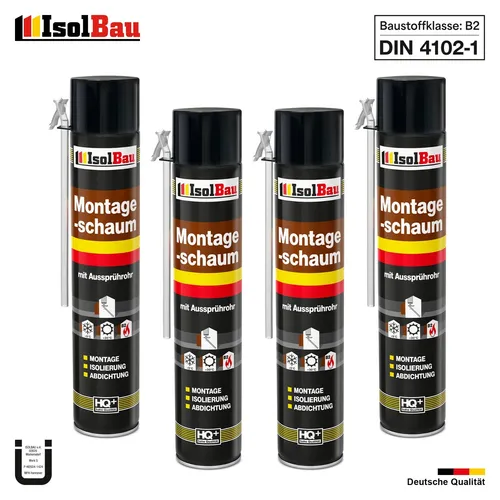 Bauschaum Montageschaum mit Aussprührohr 4 x 750 ml PU Schaum Fenster Schaum