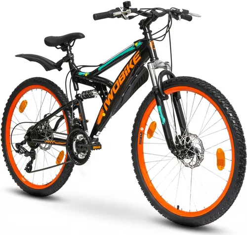 Mountainbike 26 Zoll Herren Damen, 21-Gang Shimano Schaltung, Scheibenbremsen