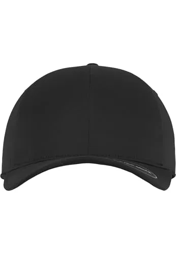 Flexfit Delta Baseball Cap, Unisex Basecap aus Polyester für Damen und Herren, ohne Naht, wasserabweisend, Black, S/M