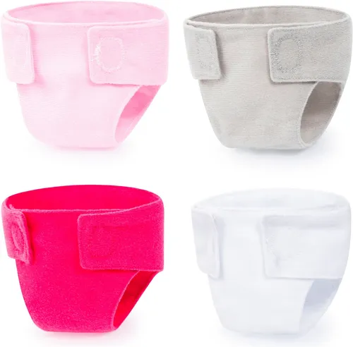 Bayer Design 73098AA Puppen Stoffwindeln - 4 Stück, wiederverwendbar mit Klettverschluss, ideales Wickelzubehör für Babypuppen bis 46 cm