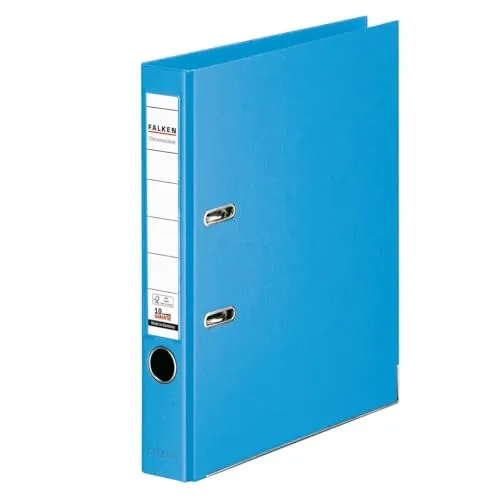 Original Falken 10er Pack Chromocolor Premium-Ordner. Made in Germany. Kunststoffbezug außen und innen 5 cm breit DIN A4 Pastell-Farbe hellblau Ringordner Aktenordner Briefordner Büroordner