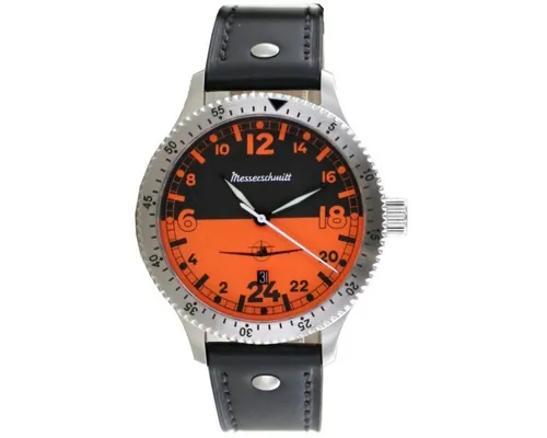 Messerschmitt Quarzuhr 108-24DR-O - Armbanduhren mit exklusivem Swiss Made Quartzwerk, edlem Edelstahlgehäuse und stilvollem orange-schwarzem Zifferblatt für höchste Ansprüche.