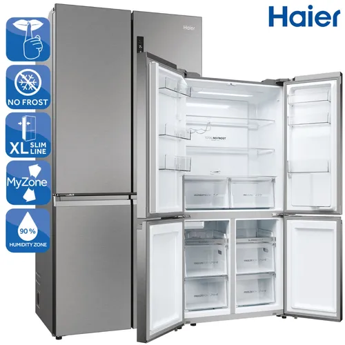 Haier HCR5919EHMP Kühl-Gefrierkombination - Total No Frost mit Wasserspender - Kühlschrank mit 525 L Volumen, No Frost Technologie und integriertem Wasserspender für stets kaltes Wasser und Eiswürfel, ideal für große Haushalte.